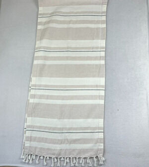 Hearth & Hand Table Runner 90x20in Oversized Stripe Linen Cotton Blend Tasseled